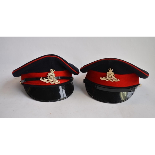 289 - 4 British Army caps, 3 Royal Artillery (2 with cap badges) and another cap with no badge.