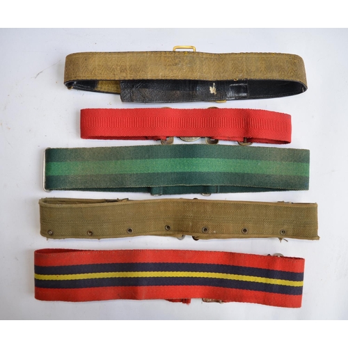 290 - 5 military belts including a late Victorian Royal Artillery officers dress belt, a webbing belt and ... 