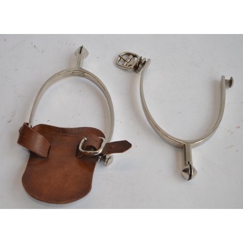 291 - A pair of vintage cavalry boots with attached spurs and a pair of 