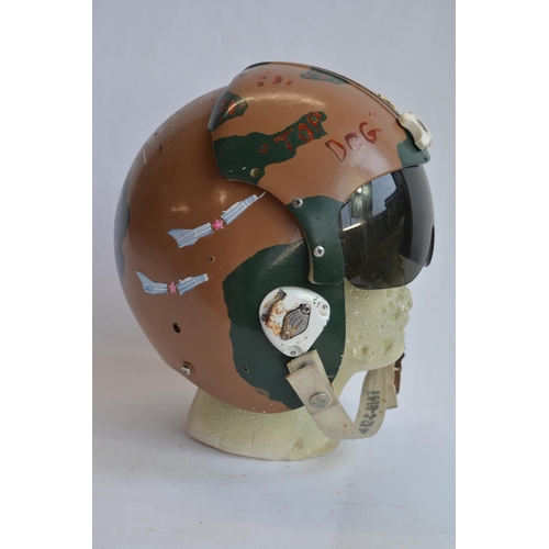 456 - A US military flying helmet by Sierra Engineering Co. Visor retractable with twist lock mechanism. R... 