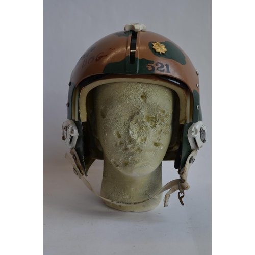 456 - A US military flying helmet by Sierra Engineering Co. Visor retractable with twist lock mechanism. R... 