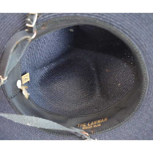 459 - A US Army broad brimmed campaign hat with cap badge. US size 7.5, US made and 