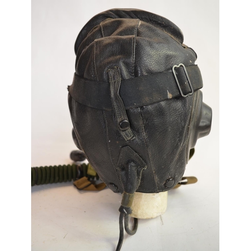 464 - A Cold War Russian fur lined flying helmet and mask. No sizes, makers marks etc.