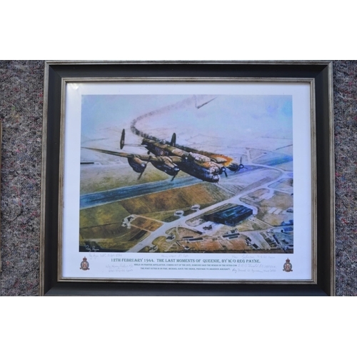 213 - 5 framed Lancaster bomber prints, 3 by Reg Payne, 1 by Micheal Smart and an unopened limited edition... 