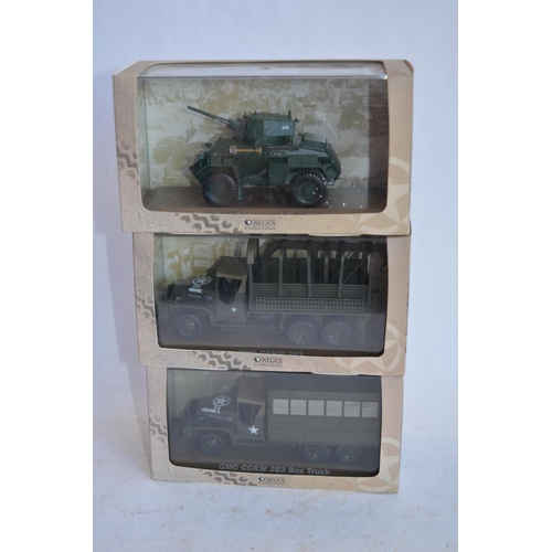 267A - A collection of built mostly smaller scale armour models (mostly 1/72) and a large glass floor stand... 