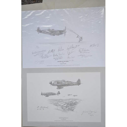 228 - 6 unframed pencil sketch prints, 5 numbered limited edition and all signed by WWII veteran aircrew/p... 