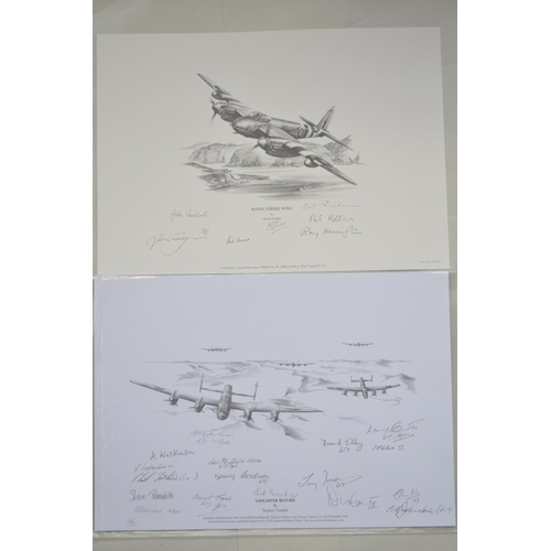 228 - 6 unframed pencil sketch prints, 5 numbered limited edition and all signed by WWII veteran aircrew/p... 