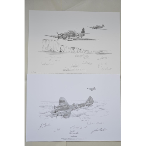 228 - 6 unframed pencil sketch prints, 5 numbered limited edition and all signed by WWII veteran aircrew/p... 