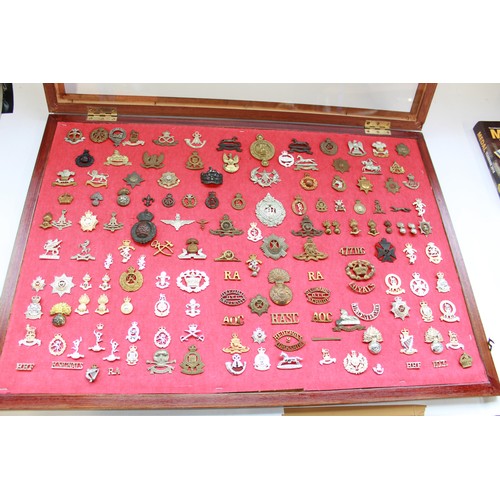 381 - Cased collection of mainly British military cap badges of various eras.  Examples inc. Prince of Wal... 