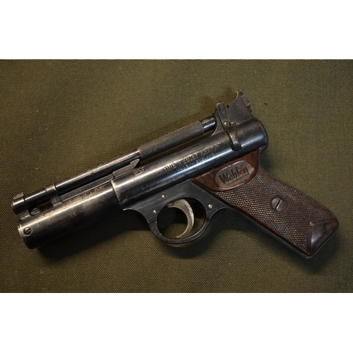 795 - A vintage Webley Senior .177 (4.5mm) over lever action air pistol in working order.