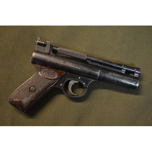 795 - A vintage Webley Senior .177 (4.5mm) over lever action air pistol in working order.