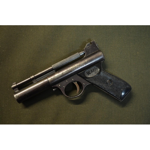 798 - A vintage Webley Mark 1 .22 (4.5mm) over lever action air pistol in working order.
