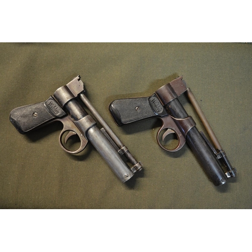 801 - 2 vintage Webley Junior .177 (4.5mm) over lever action air pistols, neither fully functional. One wi... 