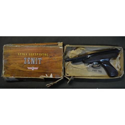 806 - A Stiga Zenit of Sweden (early-mid 1960s) over lever break barrel .177 air pistol, full working orde... 