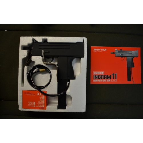 808 - A boxed Ingram 11 semi automatic BB gas gun.