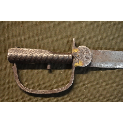 530 - Unusual continental style Brunswick sword type bayonet, with21.5