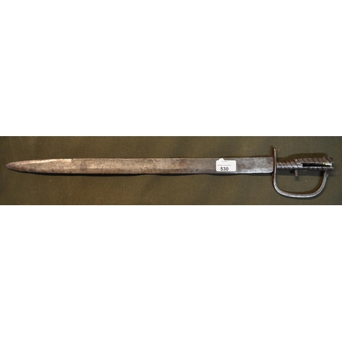 530 - Unusual continental style Brunswick sword type bayonet, with21.5