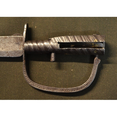 530 - Unusual continental style Brunswick sword type bayonet, with21.5