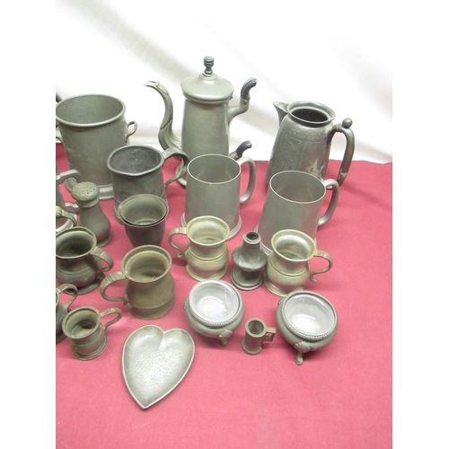 112 - J. Mc Jalsham & Co., Glasgow, pair of pewter quart tankards of wasted design with scroll handles, im... 