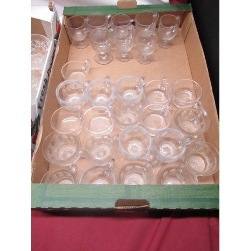 123 - Early C20th acid etched cut glass custard glasses, later custard glasses, Webb Corbett type Sunday d... 
