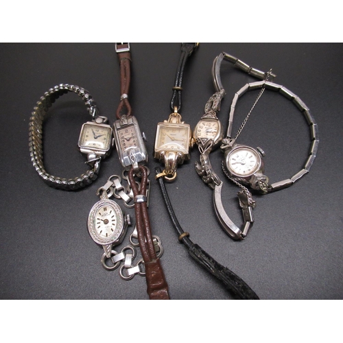 94 - 1950's Elgin ladies hand wound wrist watch in lozenge shape case set with marcasite, 1930's Banner h... 