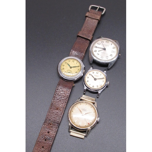 93 - Rotary, 1950's hand wound sports wrist watch, silver dial set with Arabic numerals and dot minutes w... 