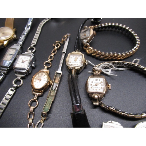 92 - Caravell ladies hand wound cocktail watch, Bifora ladies hand wound 17 jewel wrist watch and a quant... 