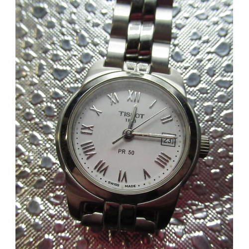 57 - Tissot Ladies wristwatch, a Citizen Quartz Ladies watch, mid-century simulated pearl necklace L124cm... 