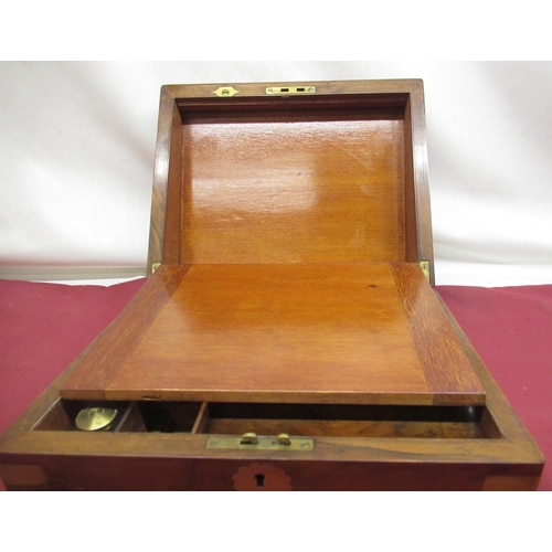 263 - Late Victorian figured walnut brass bound writing/correspondence box, with inset brass escutcheon an... 