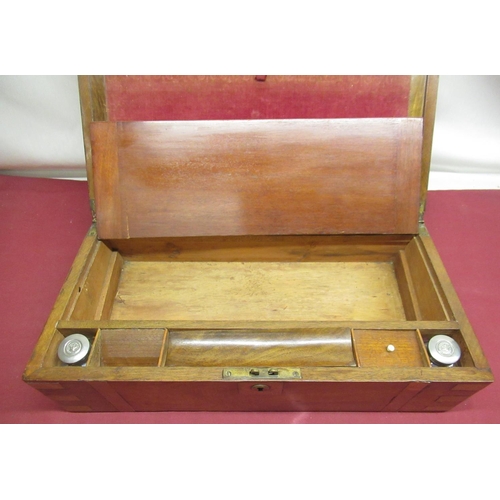 271 - Late Victorian figured walnut and brass inlaid writing slope, brass inset cartouche dated 16th Octob... 