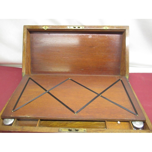 271 - Late Victorian figured walnut and brass inlaid writing slope, brass inset cartouche dated 16th Octob... 