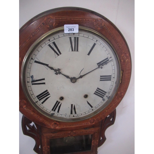 283 - Jerome & Co. superior 8 day Anglo-American clocks, late C19th/early C20th inlaid walnut drop dial wa... 