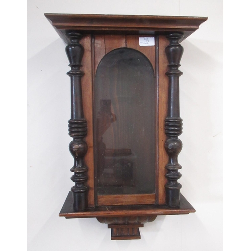 293 - Early C20th oak cased wall clock, with glazed panelled door, W34cm D18cm H76cm, late C19th walnut wa... 