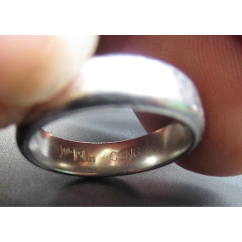 153 - Gents platinum plain wedding band, stamped PD950 CCN6, size S1/2, 8.0g