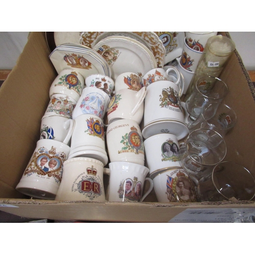 174 - Large collection of post 1902 Commemorative items incl. mugs and plates, tins, glassware, ER11 pincu... 