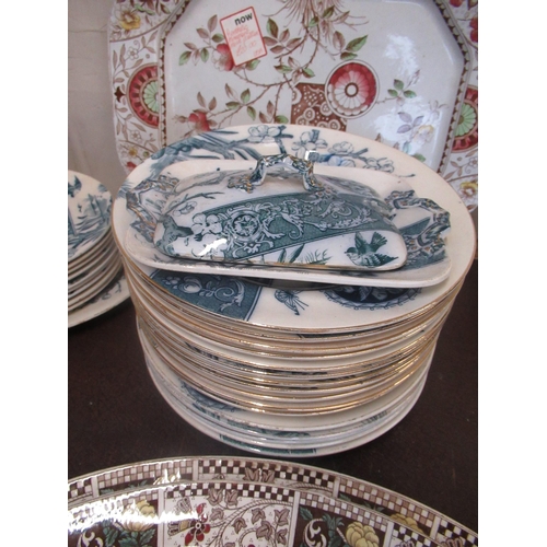 182 - Victorian R.H & S Pandora pattern part dinner service, 38pcs and three Victorian oval meat plates