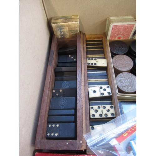 190 - Collection of Vintage Playing cards and games, and two small Swiss musical boxes etc (qty)