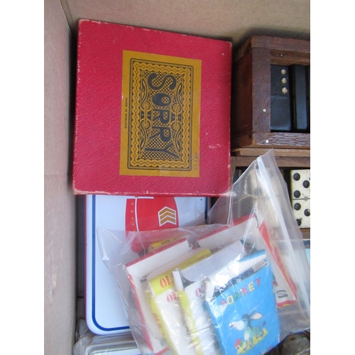 190 - Collection of Vintage Playing cards and games, and two small Swiss musical boxes etc (qty)