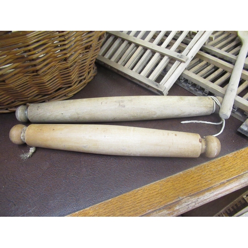 192 - Collection of Vintage and other wooden household items incl. shoe stretchers, rolling pins and other... 