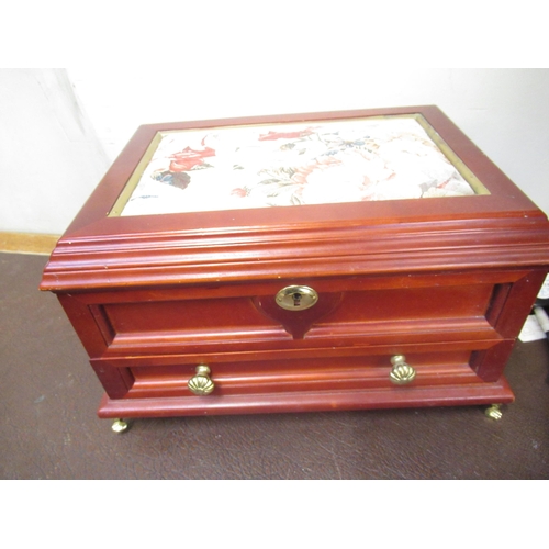 202 - Two Liberty style table lamps and four various jewellery boxes (6)