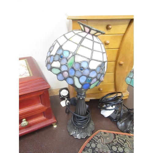 202 - Two Liberty style table lamps and four various jewellery boxes (6)