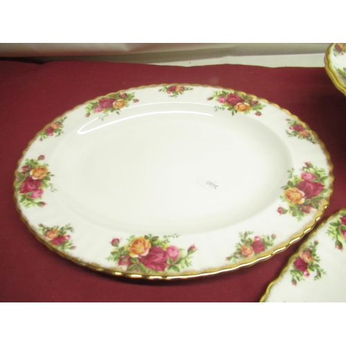 256 - Royal Albert Old Country Roses - cake plate, W35cm D31cm, oval plate, W35cm D27.5cm, and pedestal ca... 