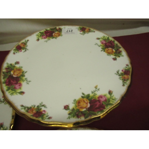 256 - Royal Albert Old Country Roses - cake plate, W35cm D31cm, oval plate, W35cm D27.5cm, and pedestal ca... 