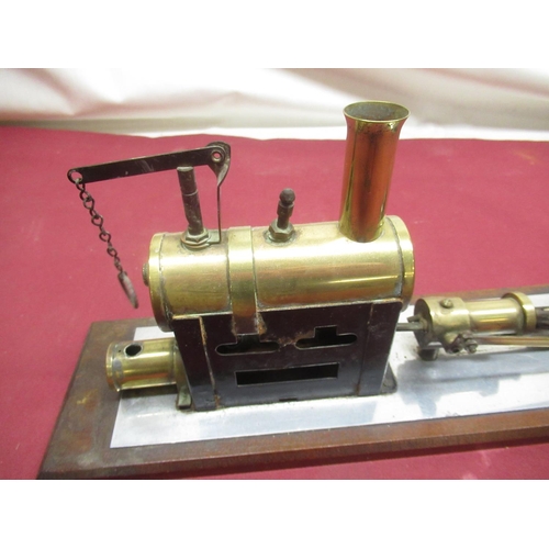 259 - 1950's apprentice made single cylinder stationary engine with brass boiler, brass spirit burner and ... 