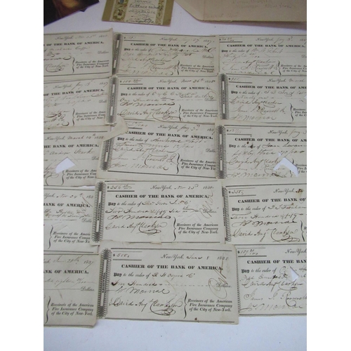 148 - Small collection of C1830's Bank of America cheques (23) and a qty. of 1930's and later American cov... 
