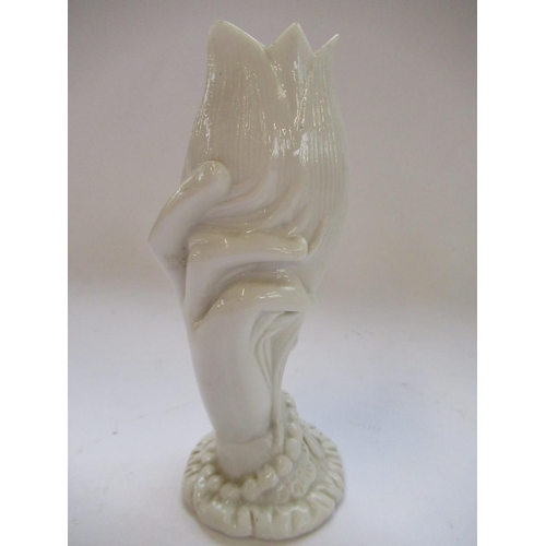 184 - Victorian Parian ware vase modelled as a hand supporting a pineapple, Lozenge Reg. mark for Septembe... 