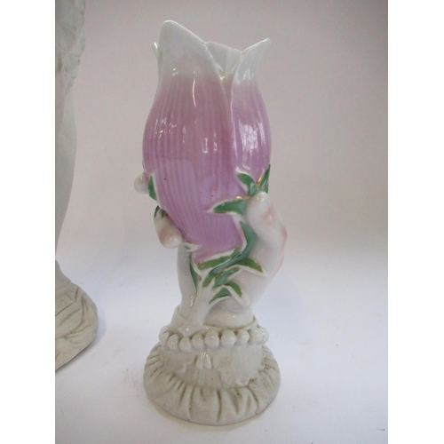 184 - Victorian Parian ware vase modelled as a hand supporting a pineapple, Lozenge Reg. mark for Septembe... 