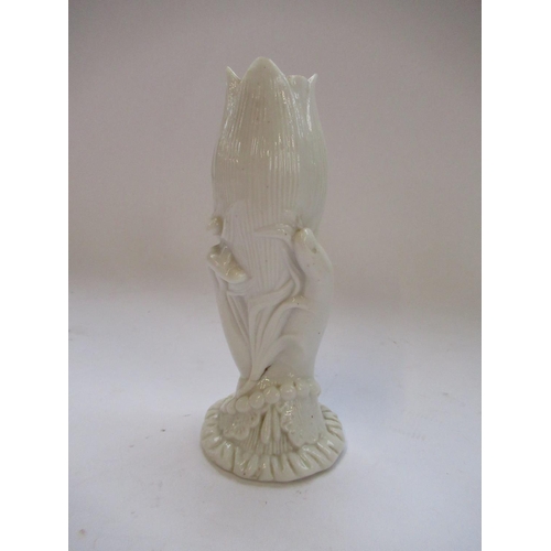 184 - Victorian Parian ware vase modelled as a hand supporting a pineapple, Lozenge Reg. mark for Septembe... 