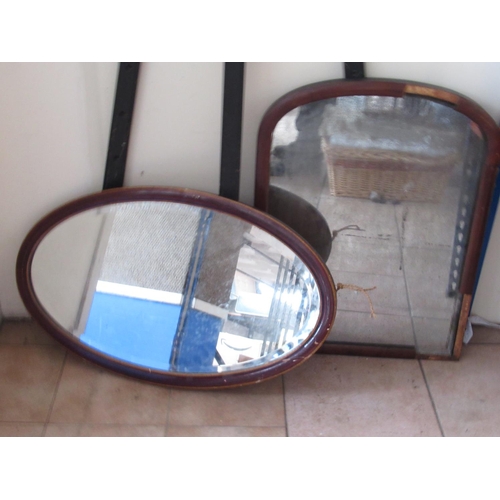 216 - Victorian mahogany toilet mirror, on shaped base with white marble top, W75cm H79cm (A/F), an oval w... 