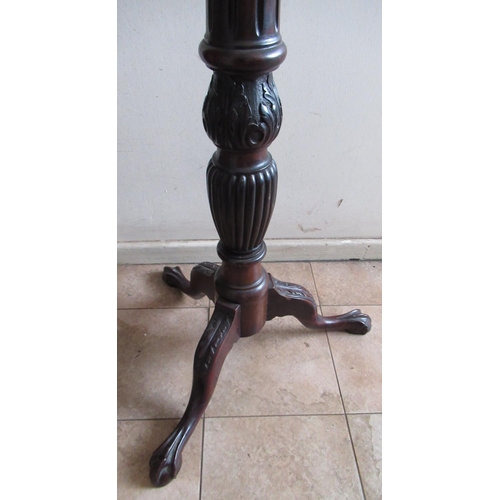 224 - Victorian mahogany tripod torchere, on acanthus carved fluted column and three claw and ball feet, H... 